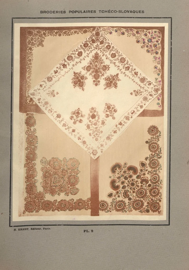 An illustration from Czecho-slovak peasant art ... : peasant embroideries, lace and wall decorations, 1921, leaf 14