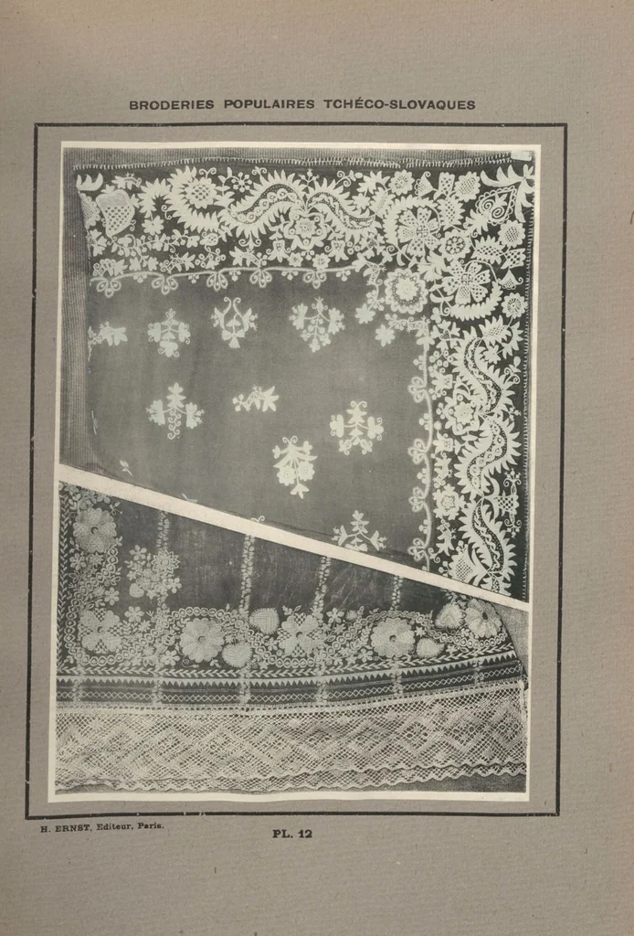 An illustration from Czecho-slovak peasant art ... : peasant embroideries, lace and wall decorations, 1921, leaf 17