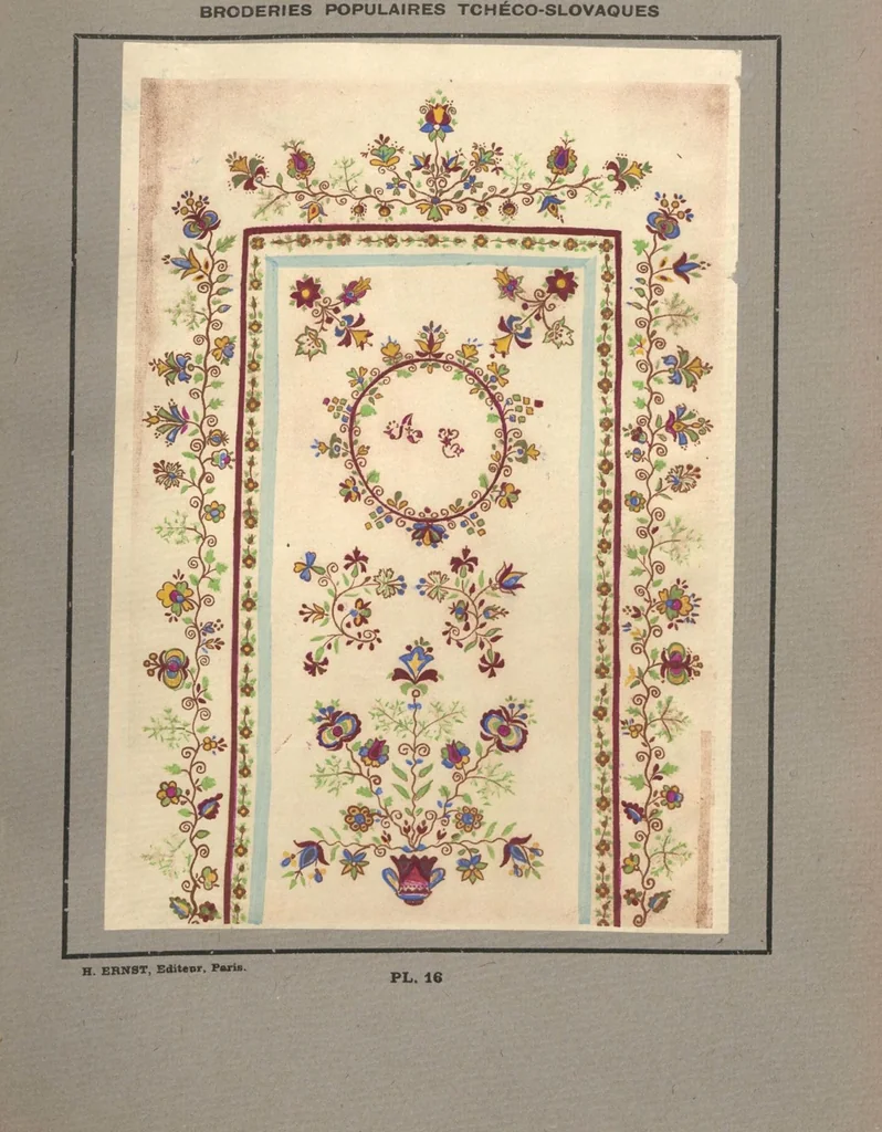 An illustration from Czecho-slovak peasant art ... : peasant embroideries, lace and wall decorations, 1921, leaf 21