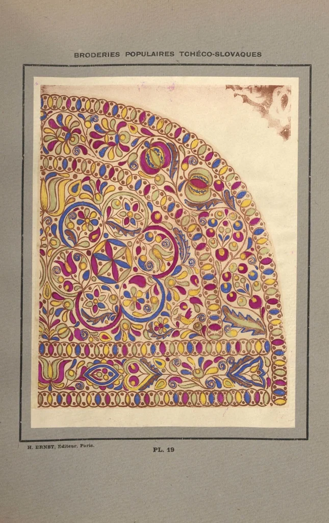 An illustration from Czecho-slovak peasant art ... : peasant embroideries, lace and wall decorations, 1921, leaf 24