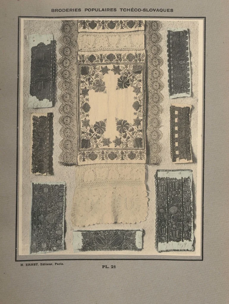An illustration from Czecho-slovak peasant art ... : peasant embroideries, lace and wall decorations, 1921, leaf 26