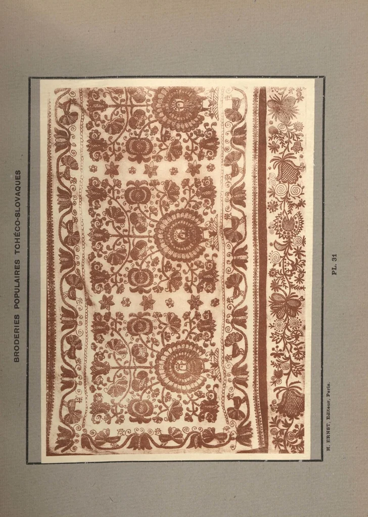 An illustration from Czecho-slovak peasant art ... : peasant embroideries, lace and wall decorations, 1921, leaf 36