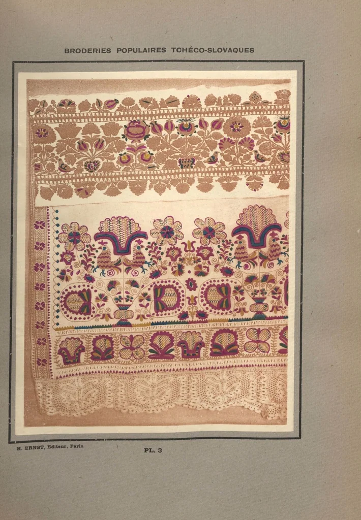 An illustration from Czecho-slovak peasant art ... : peasant embroideries, lace and wall decorations, 1921, leaf 8