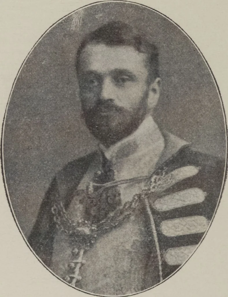 An illustration from Kalauz és képes targymutató : nemzetközi kiállitására, Hock János elöszavával, a müvészek életrajzát irta Szikszay Ferencz, 1901, leaf 6