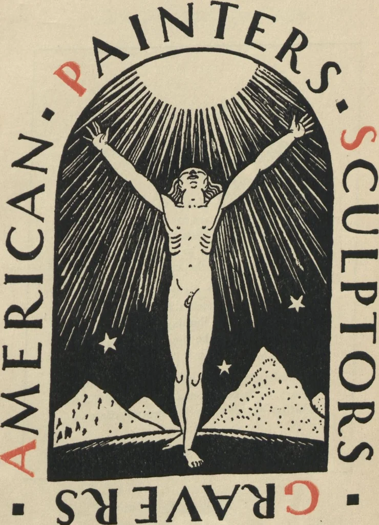 An illustration from The first annual exhibition of the Society of American Painters, Sculptors and Gravers : catalogue, 1919, leaf 1