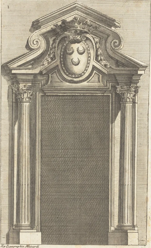 An illustration from Studio d'architettura civile / invenzione disegno, ed intaglio di Filippo Vasconi, cittadino Rom° ... [i.e., Romano], 1725, leaf 3