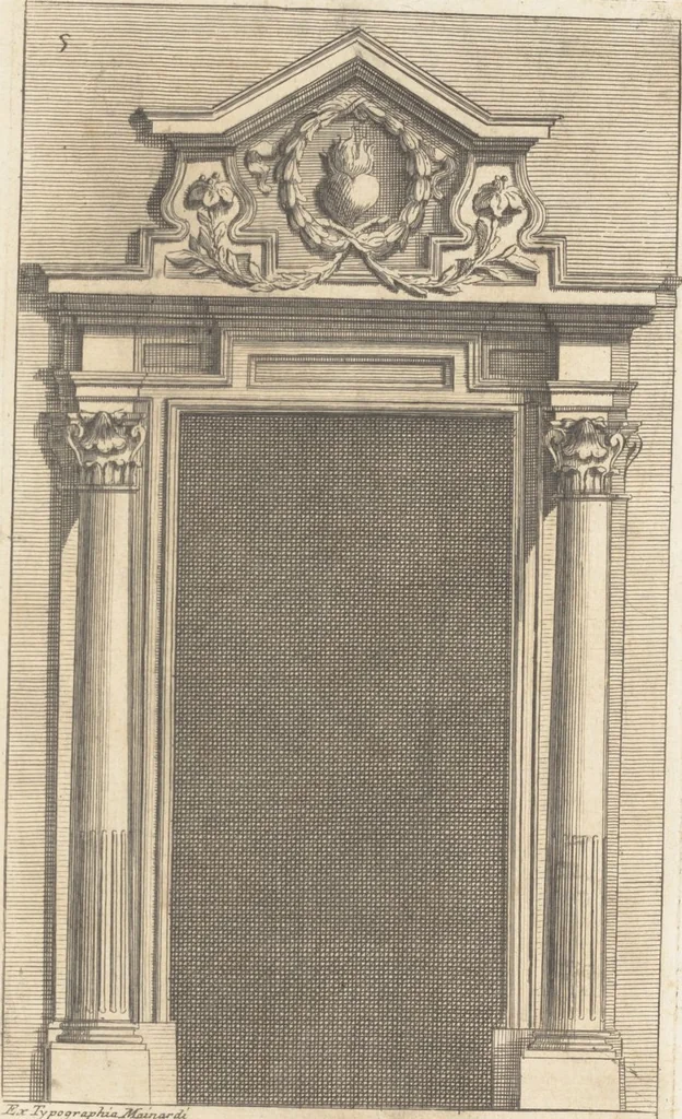 An illustration from Studio d'architettura civile / invenzione disegno, ed intaglio di Filippo Vasconi, cittadino Rom° ... [i.e., Romano], 1725, leaf 7
