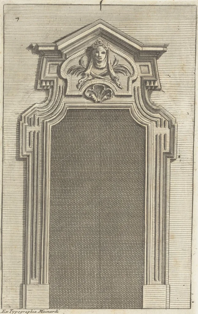 An illustration from Studio d'architettura civile / invenzione disegno, ed intaglio di Filippo Vasconi, cittadino Rom° ... [i.e., Romano], 1725, leaf 9