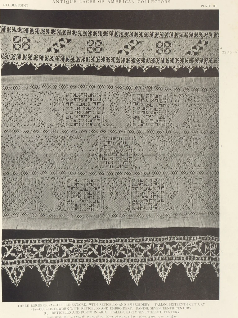 An illustration from Antique laces of American collectors : Volume 1 / text by Frances Morris & Marian Hague, 1920, leaf 24