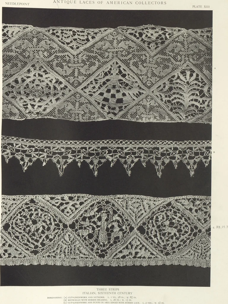 An illustration from Antique laces of American collectors : Volume 1 / text by Frances Morris & Marian Hague, 1920, leaf 34
