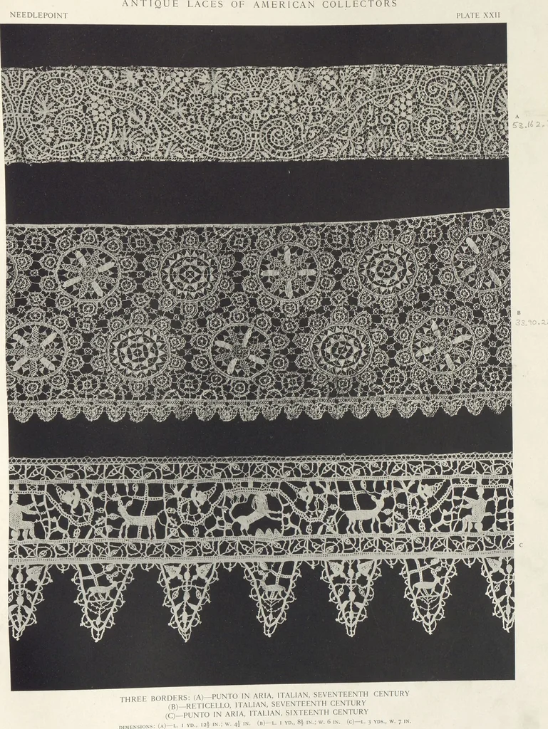 An illustration from Antique laces of American collectors : Volume 1 / text by Frances Morris & Marian Hague, 1920, leaf 43