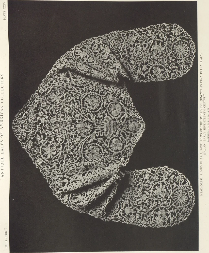 An illustration from Antique laces of American collectors : Volume 1 / text by Frances Morris & Marian Hague, 1920, leaf 45