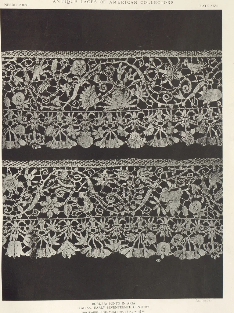An illustration from Antique laces of American collectors : Volume 1 / text by Frances Morris & Marian Hague, 1920, leaf 47