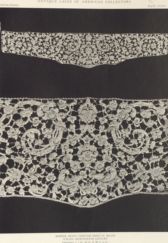 An illustration from Antique laces of American collectors : Volume 1 / text by Frances Morris & Marian Hague, 1920, leaf 54