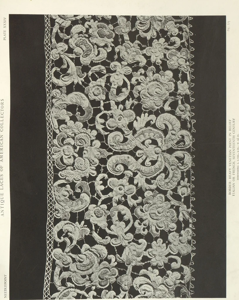 An illustration from Antique laces of American collectors : Volume 1 / text by Frances Morris & Marian Hague, 1920, leaf 55