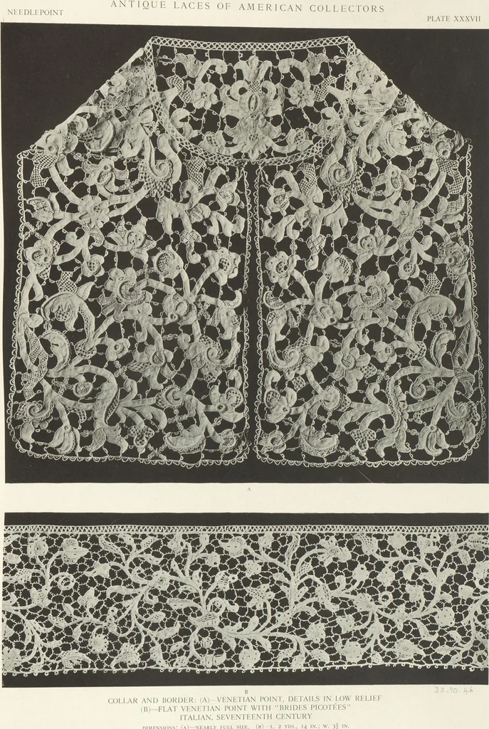 An illustration from Antique laces of American collectors : Volume 1 / text by Frances Morris & Marian Hague, 1920, leaf 58