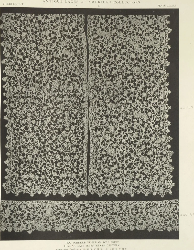 An illustration from Antique laces of American collectors : Volume 1 / text by Frances Morris & Marian Hague, 1920, leaf 60