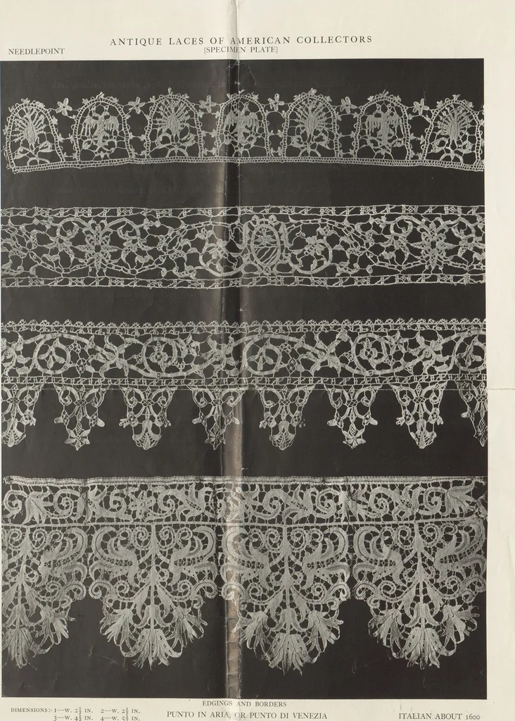 An illustration from Antique laces of American collectors : Volume 1 / text by Frances Morris & Marian Hague, 1920, leaf 8