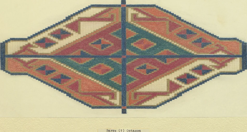 An illustration from Original drawings of Turkoman rug designs / Amos Batemann Thacher, 1940, leaf 17