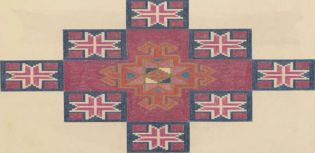An illustration from Original drawings of Turkoman rug designs / Amos Batemann Thacher, 1940, leaf 30