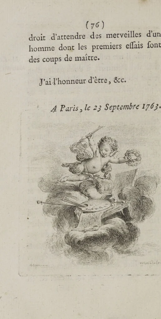 An illustration from Lettres à Madame ** sur les peintures, les sculptures et les gravures, exposées dans le Sallon du Louvre en 1763, 1763, leaf 84