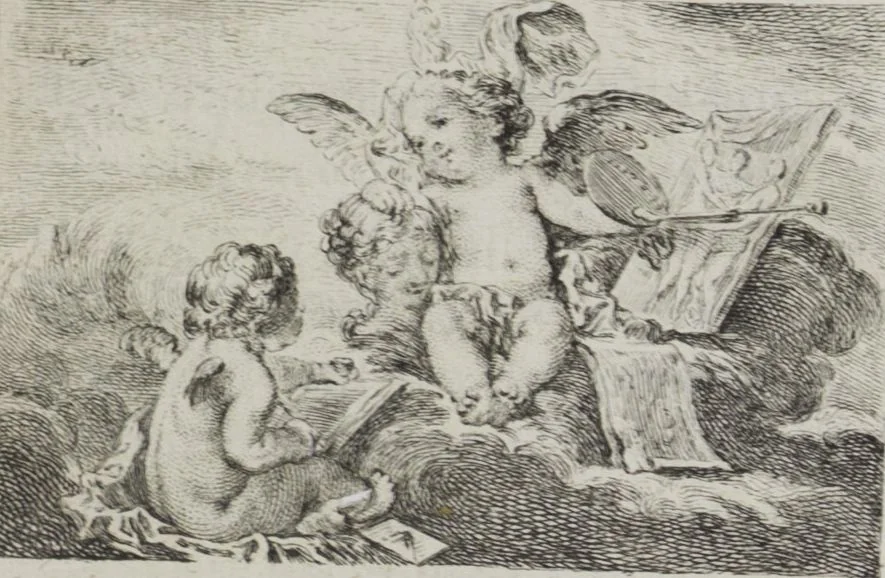 An illustration from Lettres à Madame ** sur les peintures, les sculptures et les gravures, exposées dans le Sallon du Louvre en 1763, 1763, leaf 9