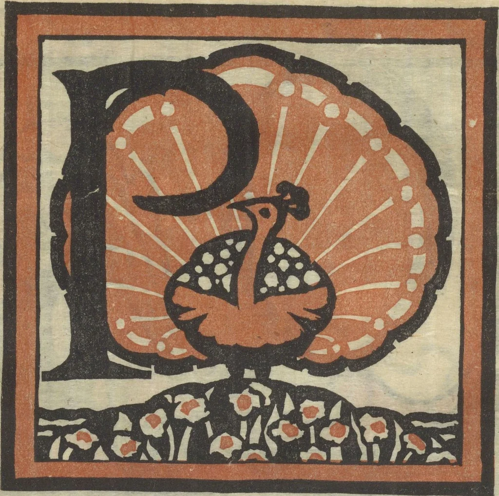 An illustration from Letters designed and cut on linoleum blocks / by the Lettering class of Teachers College, Columbia University, 1920, 1920, leaf 19