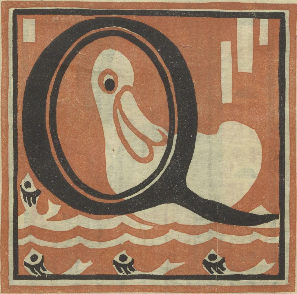 An illustration from Letters designed and cut on linoleum blocks / by the Lettering class of Teachers College, Columbia University, 1920, 1920, leaf 20