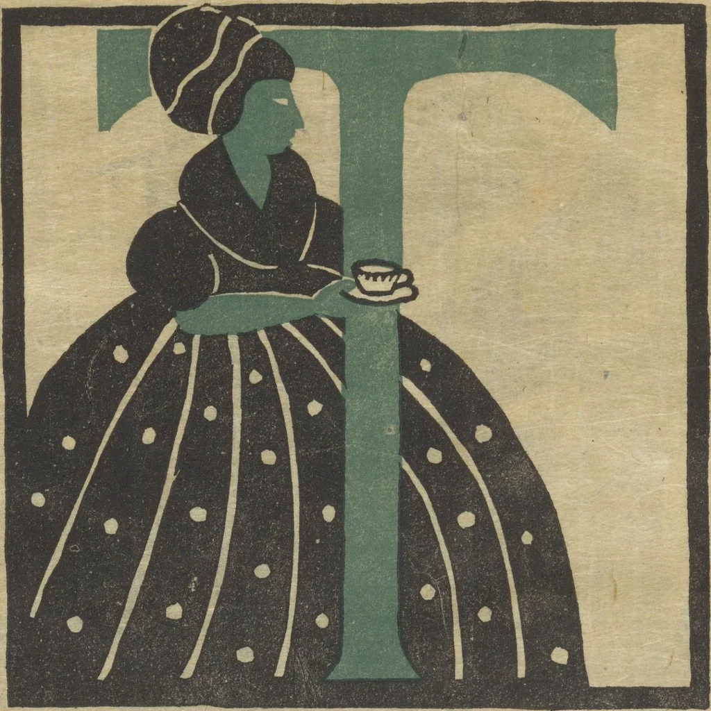 An illustration from Letters designed and cut on linoleum blocks / by the Lettering class of Teachers College, Columbia University, 1920, 1920, leaf 23