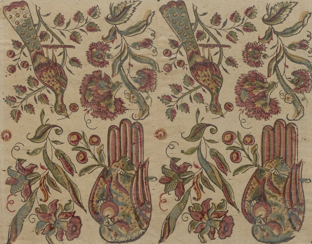 An illustration from Collection of 18th century decorated (brocade) papers, 1700, leaf 5
