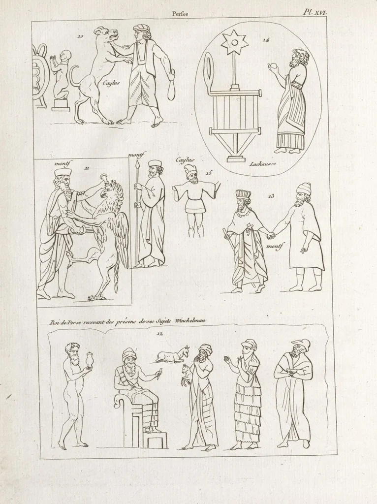 An illustration from Recherches sur les costumes, les moeurs, les usages religieux, civils et militaires des anciens peuples : [Volume 2] / par J. Mailliot, ... publié par P. Martin, 1809, leaf 184
