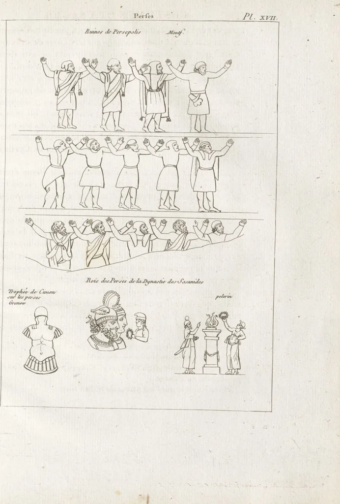 An illustration from Recherches sur les costumes, les moeurs, les usages religieux, civils et militaires des anciens peuples : [Volume 2] / par J. Mailliot, ... publié par P. Martin, 1809, leaf 187