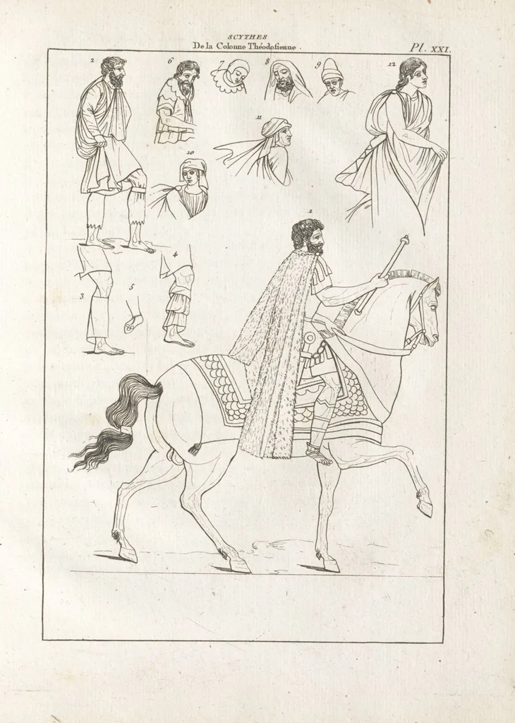An illustration from Recherches sur les costumes, les moeurs, les usages religieux, civils et militaires des anciens peuples : [Volume 2] / par J. Mailliot, ... publié par P. Martin, 1809, leaf 217