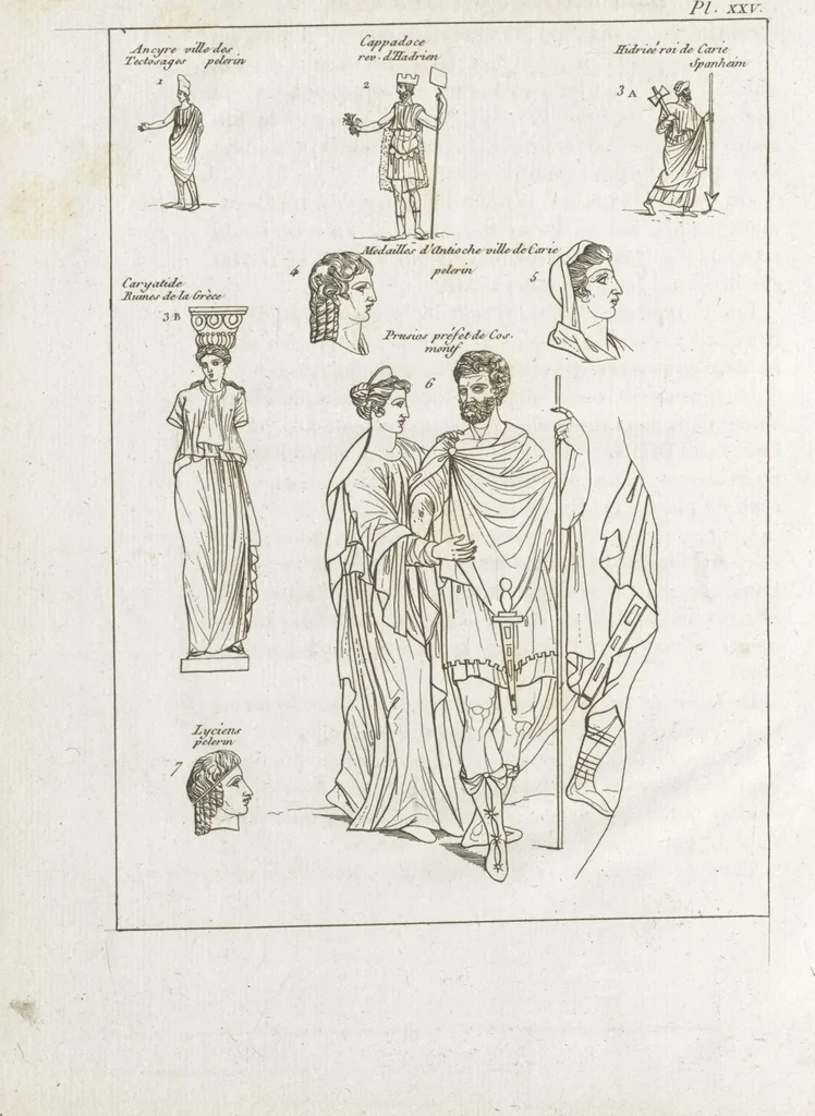 An illustration from Recherches sur les costumes, les moeurs, les usages religieux, civils et militaires des anciens peuples : [Volume 2] / par J. Mailliot, ... publié par P. Martin, 1809, leaf 246