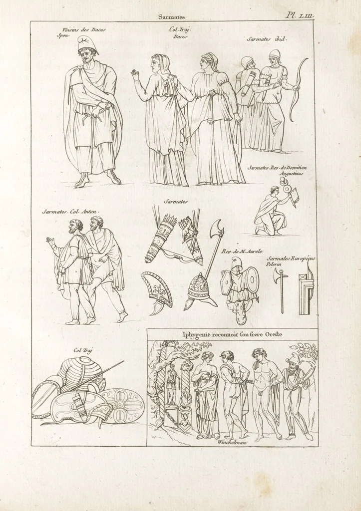 An illustration from Recherches sur les costumes, les moeurs, les usages religieux, civils et militaires des anciens peuples : [Volume 2] / par J. Mailliot, ... publié par P. Martin, 1809, leaf 545