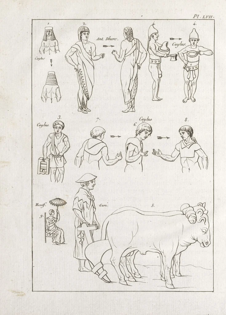 An illustration from Recherches sur les costumes, les moeurs, les usages religieux, civils et militaires des anciens peuples : [Volume 2] / par J. Mailliot, ... publié par P. Martin, 1809, leaf 560