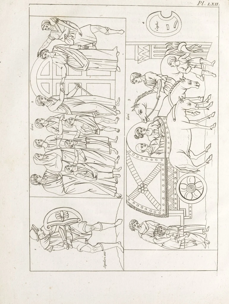 An illustration from Recherches sur les costumes, les moeurs, les usages religieux, civils et militaires des anciens peuples : [Volume 2] / par J. Mailliot, ... publié par P. Martin, 1809, leaf 576