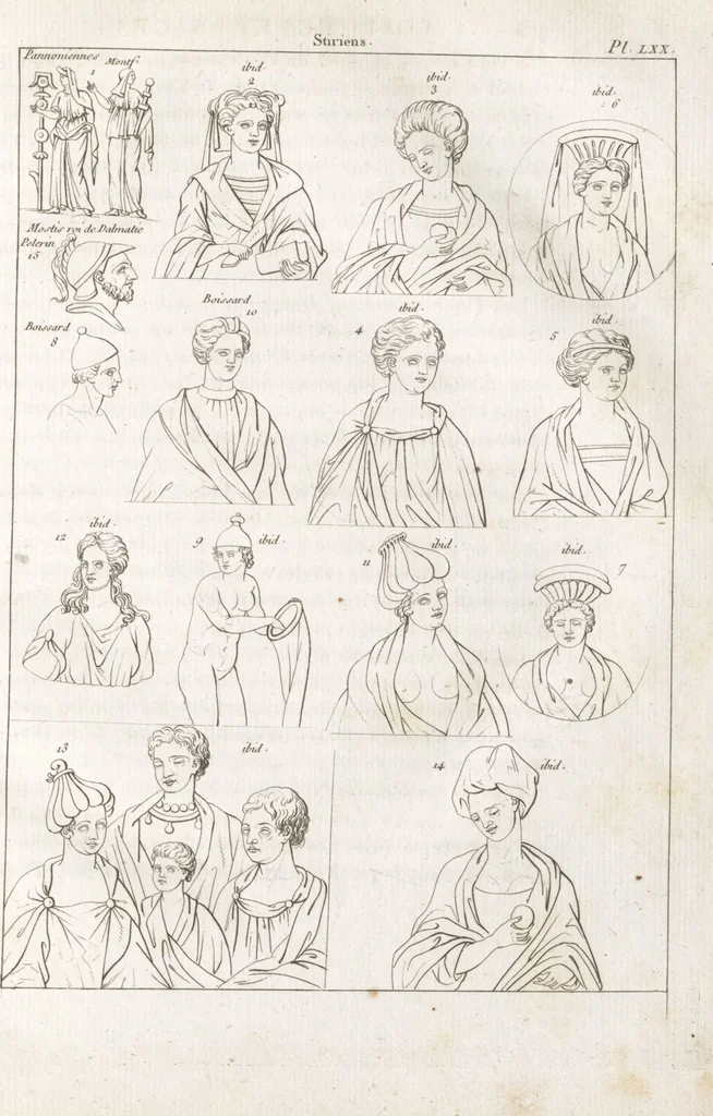 An illustration from Recherches sur les costumes, les moeurs, les usages religieux, civils et militaires des anciens peuples : [Volume 2] / par J. Mailliot, ... publié par P. Martin, 1809, leaf 625