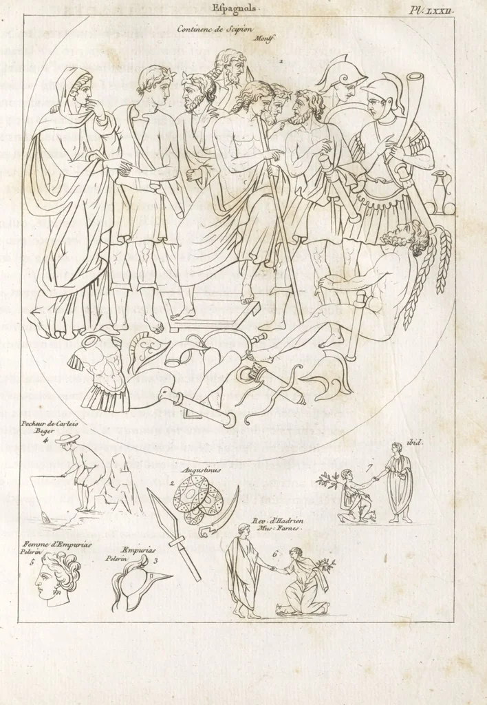 An illustration from Recherches sur les costumes, les moeurs, les usages religieux, civils et militaires des anciens peuples : [Volume 2] / par J. Mailliot, ... publié par P. Martin, 1809, leaf 637