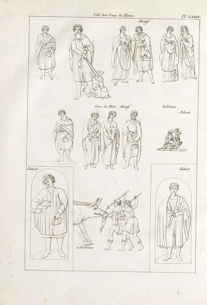 An illustration from Recherches sur les costumes, les moeurs, les usages religieux, civils et militaires des anciens peuples : [Volume 2] / par J. Mailliot, ... publié par P. Martin, 1809, leaf 652