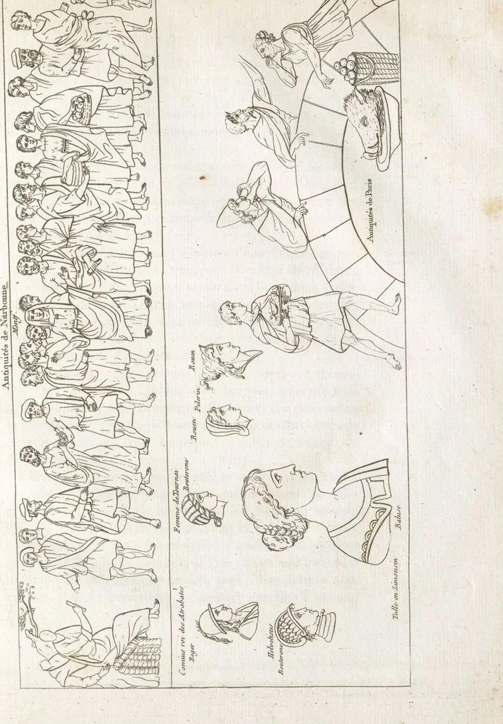 An illustration from Recherches sur les costumes, les moeurs, les usages religieux, civils et militaires des anciens peuples : [Volume 2] / par J. Mailliot, ... publié par P. Martin, 1809, leaf 657