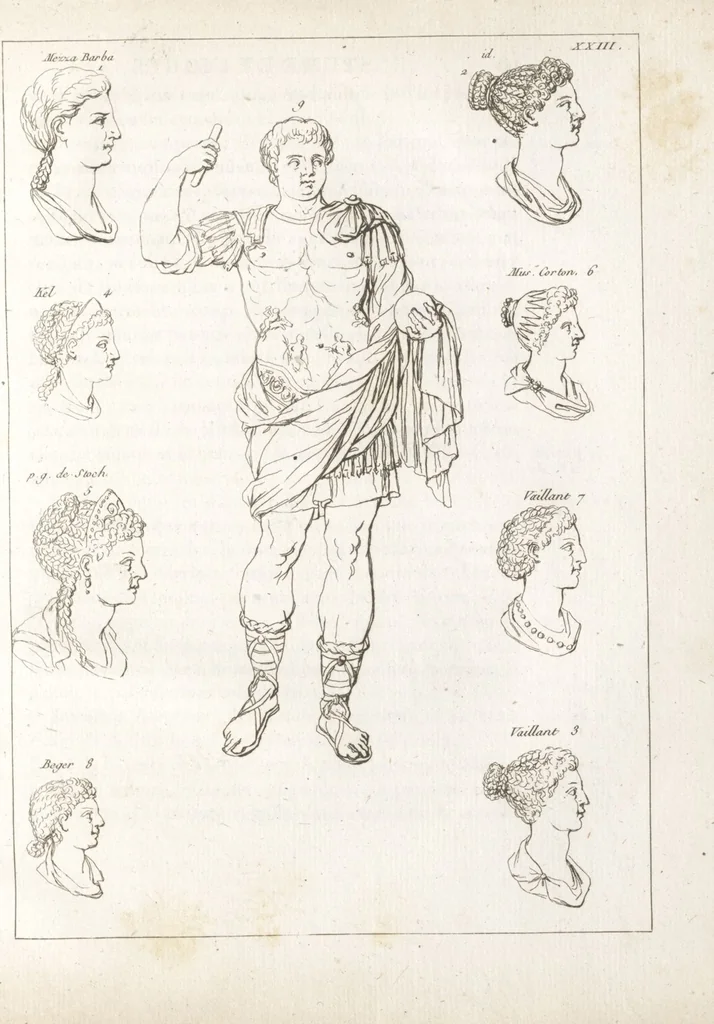 An illustration from Recherches sur les costumes, les moeurs, les usages religieux, civils et militaires des anciens peuples : [Volume 1] / par J. Mailliot, ... publié par P. Martin, 1809, leaf 173