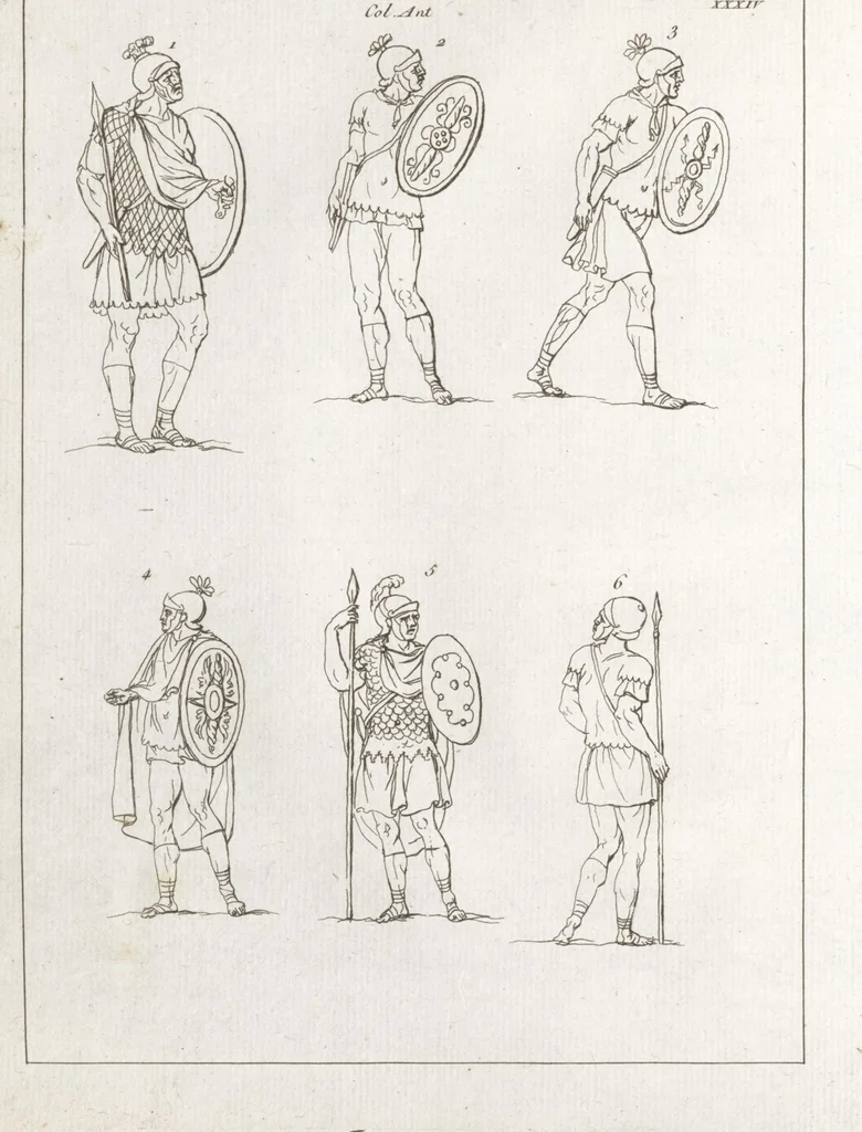 An illustration from Recherches sur les costumes, les moeurs, les usages religieux, civils et militaires des anciens peuples : [Volume 1] / par J. Mailliot, ... publié par P. Martin, 1809, leaf 210