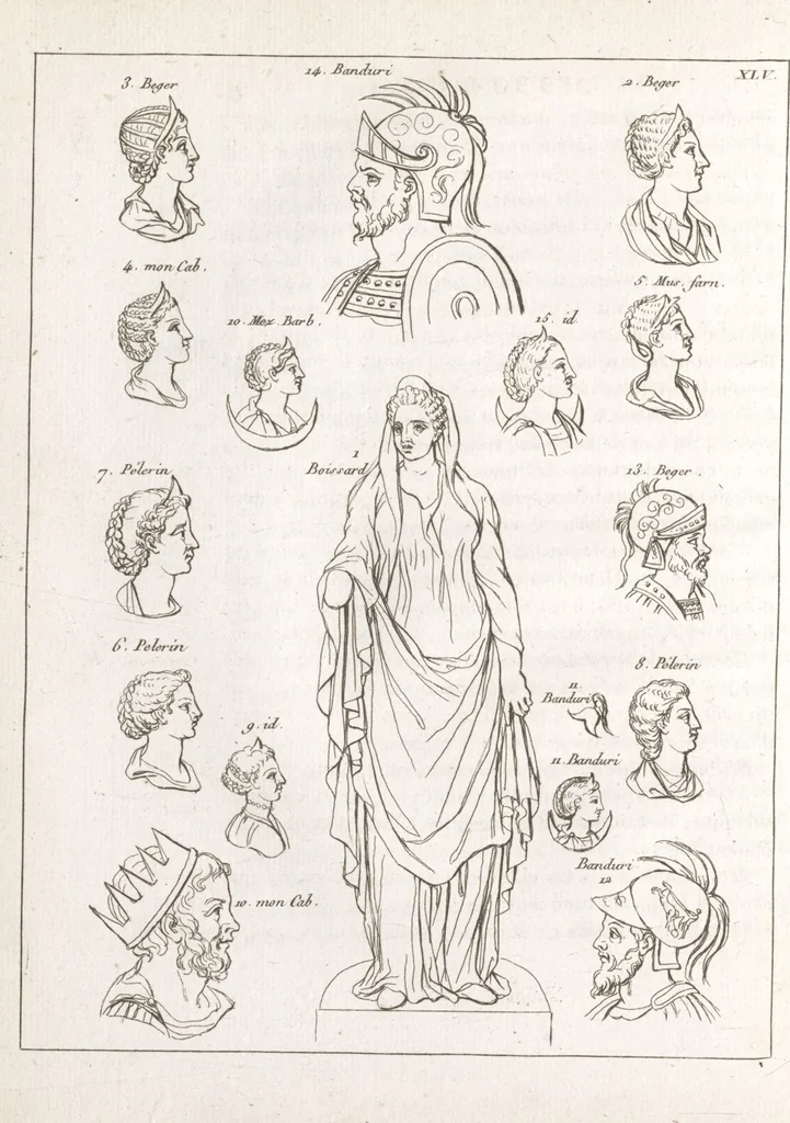 An illustration from Recherches sur les costumes, les moeurs, les usages religieux, civils et militaires des anciens peuples : [Volume 1] / par J. Mailliot, ... publié par P. Martin, 1809, leaf 244