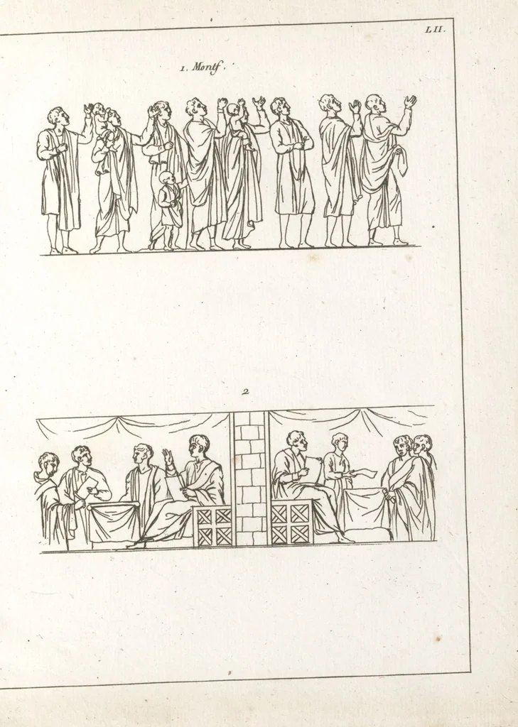 An illustration from Recherches sur les costumes, les moeurs, les usages religieux, civils et militaires des anciens peuples : [Volume 1] / par J. Mailliot, ... publié par P. Martin, 1809, leaf 269