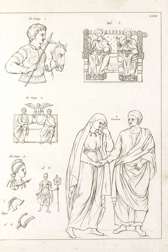 An illustration from Recherches sur les costumes, les moeurs, les usages religieux, civils et militaires des anciens peuples : [Volume 1] / par J. Mailliot, ... publié par P. Martin, 1809, leaf 285