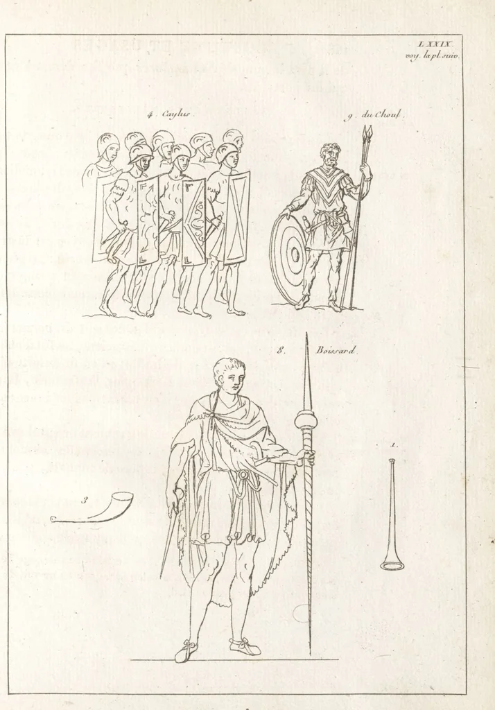An illustration from Recherches sur les costumes, les moeurs, les usages religieux, civils et militaires des anciens peuples : [Volume 1] / par J. Mailliot, ... publié par P. Martin, 1809, leaf 391