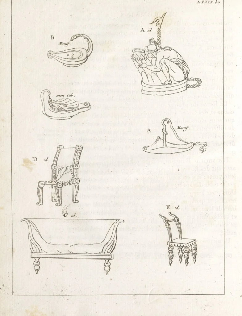 An illustration from Recherches sur les costumes, les moeurs, les usages religieux, civils et militaires des anciens peuples : [Volume 1] / par J. Mailliot, ... publié par P. Martin, 1809, leaf 476