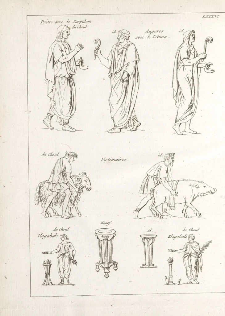 An illustration from Recherches sur les costumes, les moeurs, les usages religieux, civils et militaires des anciens peuples : [Volume 1] / par J. Mailliot, ... publié par P. Martin, 1809, leaf 500