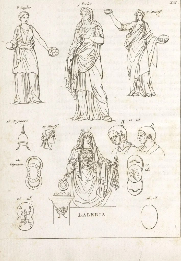 An illustration from Recherches sur les costumes, les moeurs, les usages religieux, civils et militaires des anciens peuples : [Volume 1] / par J. Mailliot, ... publié par P. Martin, 1809, leaf 528